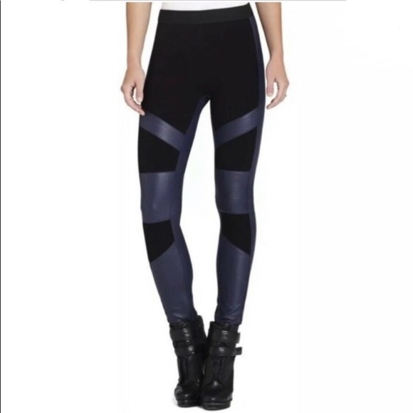 BCBGMaxAzria Pants - BCBGMAXAZRIA LEGGINGS W/leather imitation INSERTS